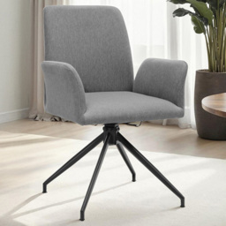 tectake Daya Anthracite Robust Fabric Upholstered Swivel Chairs Set of 4