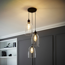 ValueLights Kira Matte Black Glass 3 Drop Cluster Ceiling Pendant Light - thumbnail 2