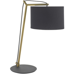 Merano Ravenna Black Cotton Fabric Shade Matt Brass Plate Table Lamp