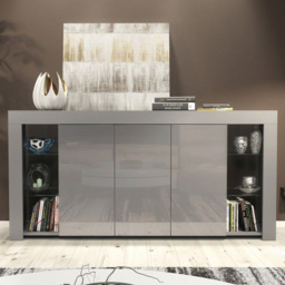 Creative Furniture Eden Dark Grey and Dark Grey Gloss 3 Door 6 Shelf Sideboard - thumbnail 3