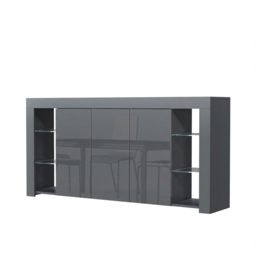 Creative Furniture Eden Dark Grey and Dark Grey Gloss 3 Door 6 Shelf Sideboard - thumbnail 2