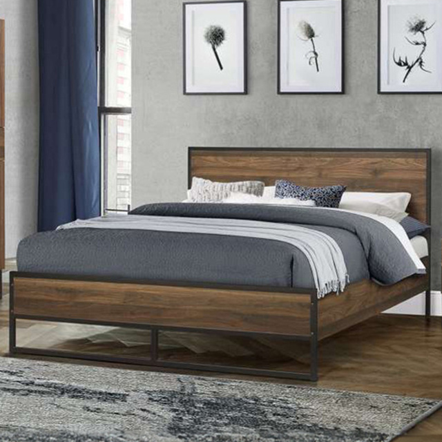 Houston Double Walnut Wood Effect Bed - image 1