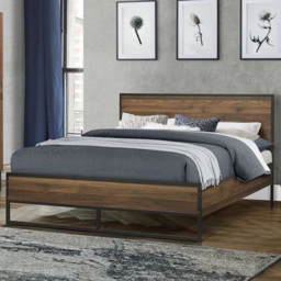 Houston Double Walnut Wood Effect Bed - thumbnail 1