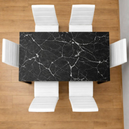 Portland Marble Effect Faux Leather 6 Seater Dining Set Black and White - thumbnail 4