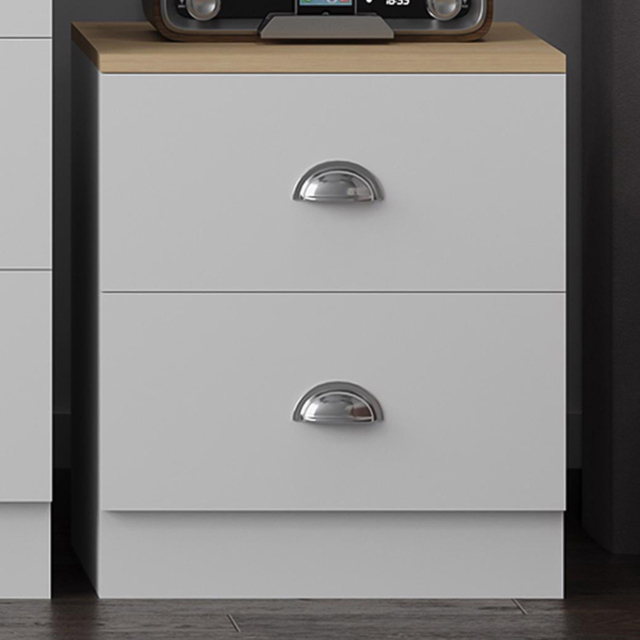 FWStyle Esher 2 Drawer White Oak Bedside Table - image 1