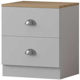 FWStyle Esher 2 Drawer White Oak Bedside Table - thumbnail 2