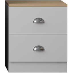 FWStyle Esher 2 Drawer White Oak Bedside Table - thumbnail 3