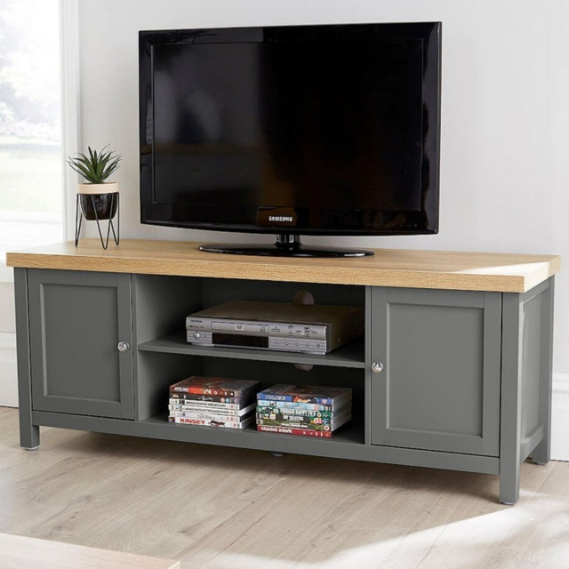 Home Source Avon Graphite Grey 2 Door Large TV Stand Unit - image 1
