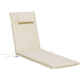 Outsunny Cream White Sun Lounger Cushion Replacement with Pillow 198 x 53cm