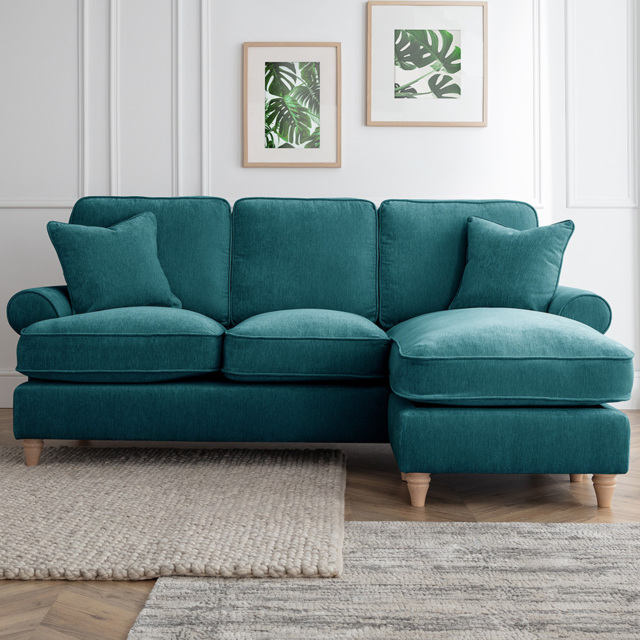 The Victoria 3 Seater Emerald Right Hand Chaise Sofa - image 1