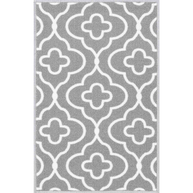Desire Rugs Grey Anti Slip Quatrefoil Design Door Mat 80 x 300cm - image 1