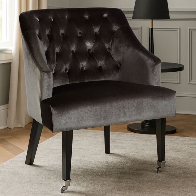 Premier Housewares Darwin Grey Velvet Chair - image 1
