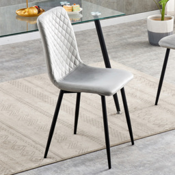 Lexi Light Blue Velvet Fabric Dining Chair Set of 4
