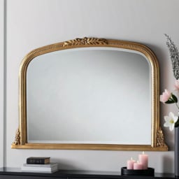 Yearn Gold Beaded Overmantle Bevelled Mirror 66 x 101cm - thumbnail 2