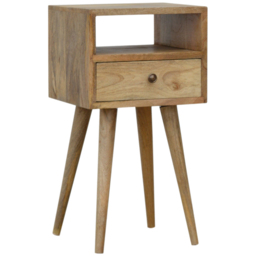 Artisan Furniture Oak-ish Single Drawer Single Shelf Solid Wood Mini Bedside Table - thumbnail 4