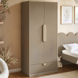 Flair Calista Dark Beige 2 Door Single Drawer Ribbed Wardrobe