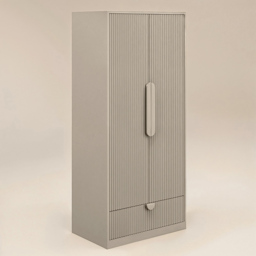 Flair Calista Dark Beige 2 Door Single Drawer Ribbed Wardrobe - thumbnail 2