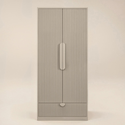 Flair Calista Dark Beige 2 Door Single Drawer Ribbed Wardrobe - thumbnail 3