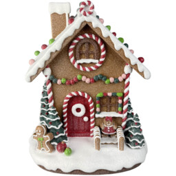 Candy Cane Lane Brown Candy Cane Gingerbread House Christmas Decoration