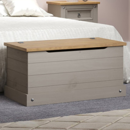 Corona Grey Washed Wax Finish Storage Trunk - thumbnail 1