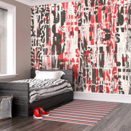 Origin Murals Letterpress Graffiti Red Wall Mural - thumbnail 1