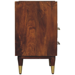 Artisan Furniture Valenza Brown 2 Drawer Single Shelf Solid Wood Open Frame Bedside Table - thumbnail 4