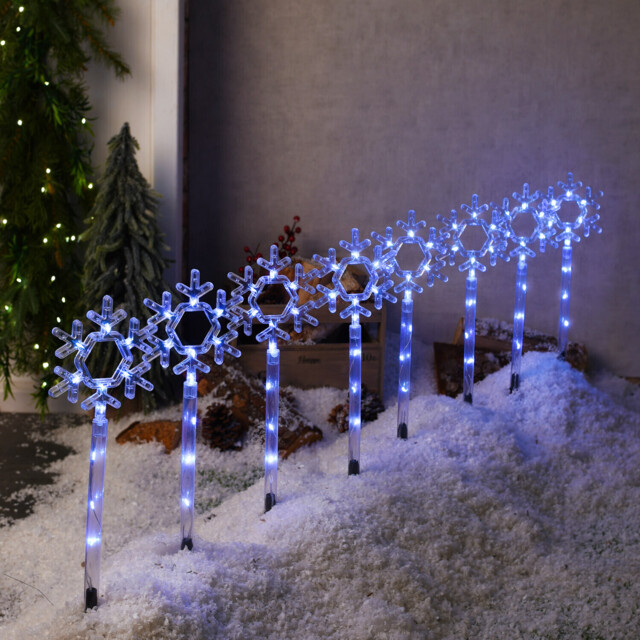 White Snowflake Stake Light 8 Pack - image 1