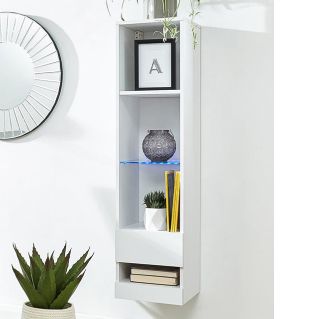 GFW Galicia White Tall LED Shelf Unit - image 1