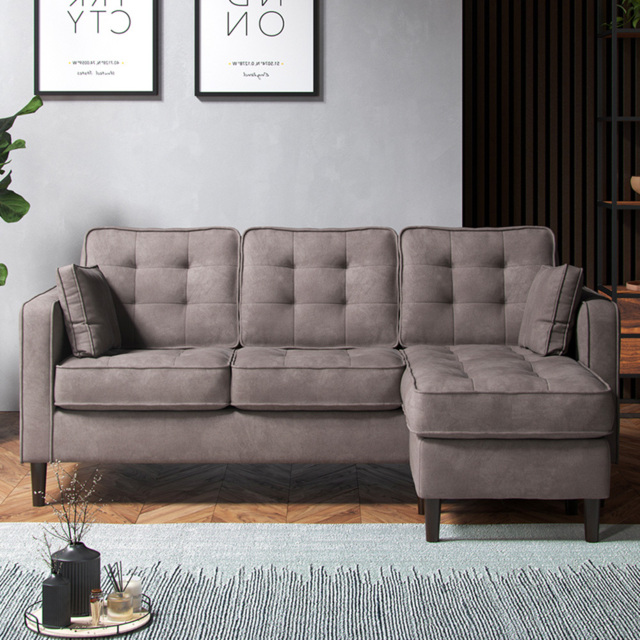 Eden Pewter Chenille 3 Seater Reversible L Shaped Corner Sofa - image 1