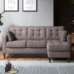 Eden Pewter Chenille 3 Seater Reversible L Shaped Corner Sofa - thumbnail 1