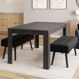 Portland 4 Seater Dark Grey Wooden Dining Set with Bench