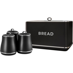 Tower Renaissance EEJB286 Black Bread Bin with 3 Piece Canister Set - thumbnail 1