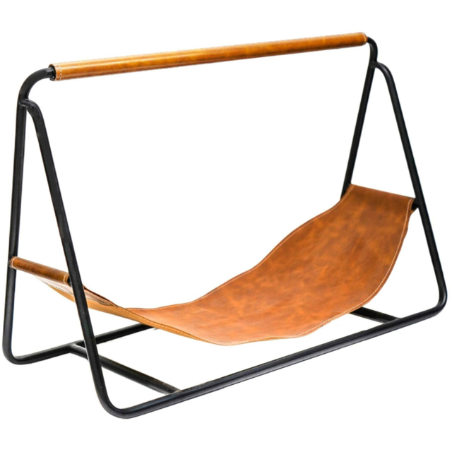 Ivyline Contemporary Hanging Leather Black Log Holder - image 1