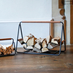 Ivyline Contemporary Hanging Leather Black Log Holder - thumbnail 2