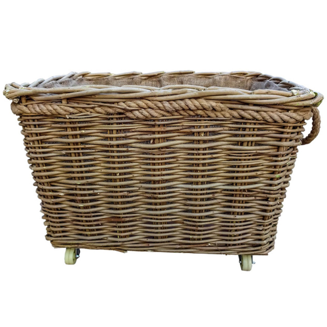 Red Hamper Extra Large Rope Handle Wicker Log Basket - image 1
