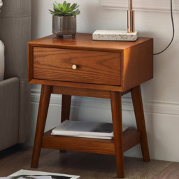 Julian Bowen Lowry Single Drawer Cherry Ash Wood Veneer Side Table