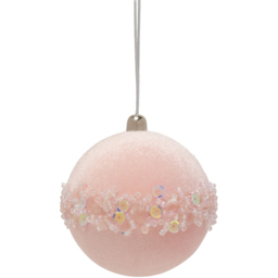 The Seasonal Gift Co. Blush Pink Velvet Bauble 16cm