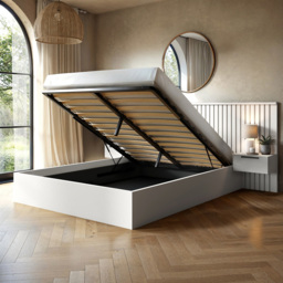 SOLACE+CO Taylor White King Size Hotel Ottoman Bed with Side Table - thumbnail 4