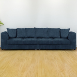 Luxor 4 Seater Navy Blue Jumbo Cord Long Sofa with Scatter Back - thumbnail 1
