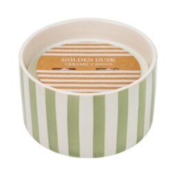 Sage Striped Ceramic Candle