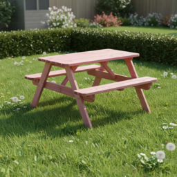 AMATA Ungurs Children's Powder Pink Maxi Wooden Picnic Table - thumbnail 4