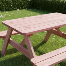 AMATA Ungurs Children's Powder Pink Maxi Wooden Picnic Table - thumbnail 3