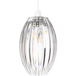 Happy Homewares Easy Fit Ceiling Pendant Shade with Clear Acrylic Curved Rods