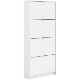 Florence Shoes 4 Flip Door Double Layer White Shoe Storage Cabinet - thumbnail 2