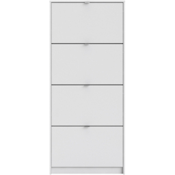 Florence Shoes 4 Flip Door Double Layer White Shoe Storage Cabinet - thumbnail 3