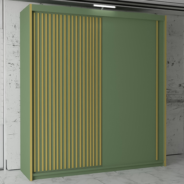 M N Furniture Parrison 2 Door Green Sliding Wardrobe 150cm - image 1