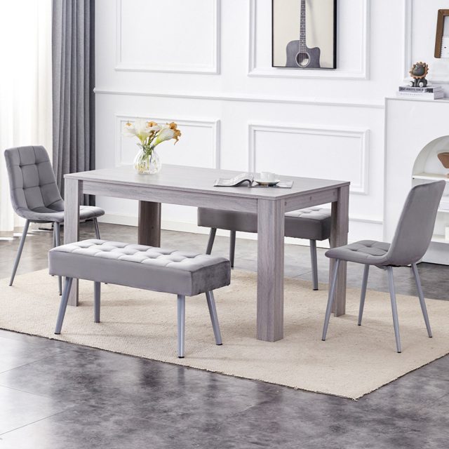 Kosy Koala 6 Seater Dining Set with Bench Grey Velvet - image 1