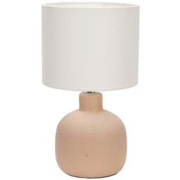 ValueLights Chelsea Natural Linen Shade Sandblast Natural Ceramic LED Table Lamp