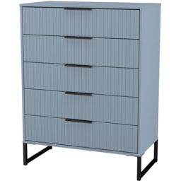 Crowndale Fluted 5 Drawer Denim Blue Chest of Drawers Ready Assembled - thumbnail 4