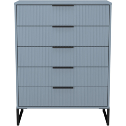 Crowndale Fluted 5 Drawer Denim Blue Chest of Drawers Ready Assembled - thumbnail 2